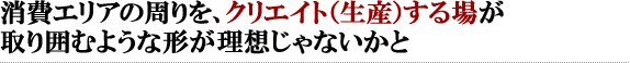 消費エリアの周りを、クリエイト（生産）する場が取り囲むような形が理想じゃないかと