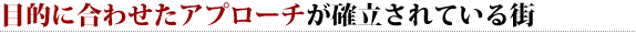 目的に合わせたアプローチが確立されている街