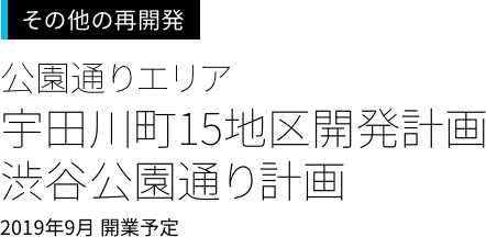 渋谷周辺の再開発＜公園通りエリア＞
「宇田川町15地区開発計画」「渋谷公園通り計画」
宇田川15地区開発計画： 2019年9月 開業予定